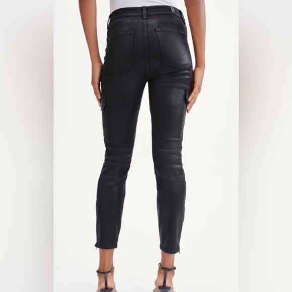 7 For All Mankind Coated Black Skinny Cargo Jeans - Size 29 - Picture 2 of 12